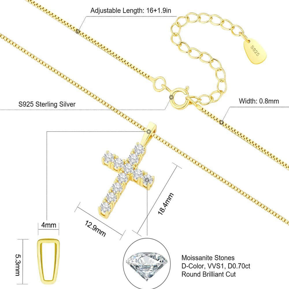 ROUGEMONT ROUGEMONT Luxus Moissanit Kreuz Halskette - 925 Silber & 18K Gold - Echtschmuck Gold myToys