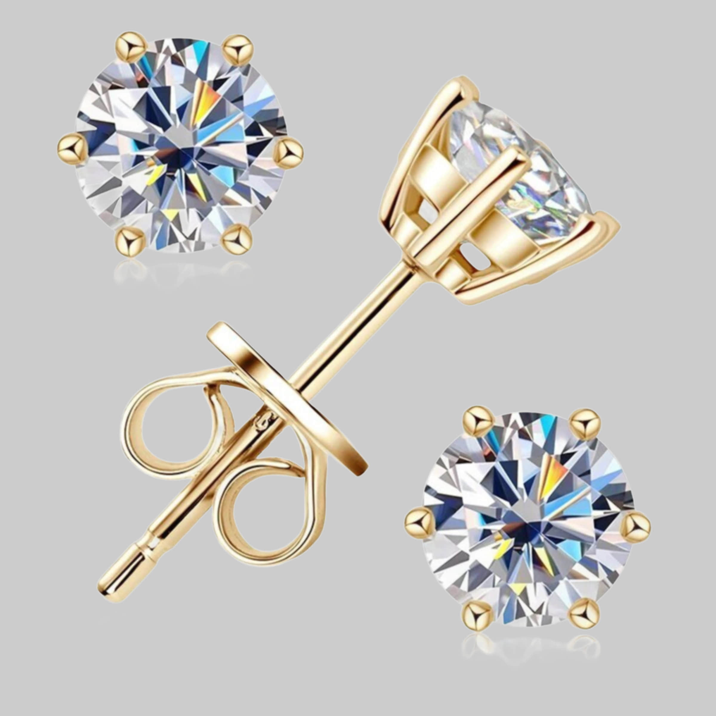 Mädchenmode ROUGEMONT ROUGEMONT Paar Ohrsteker Handgefertigte Damen Pavé Zirkonia Ohrsteker 6mm 7mm 8mm 925 Silber, Hypoallergen Gold