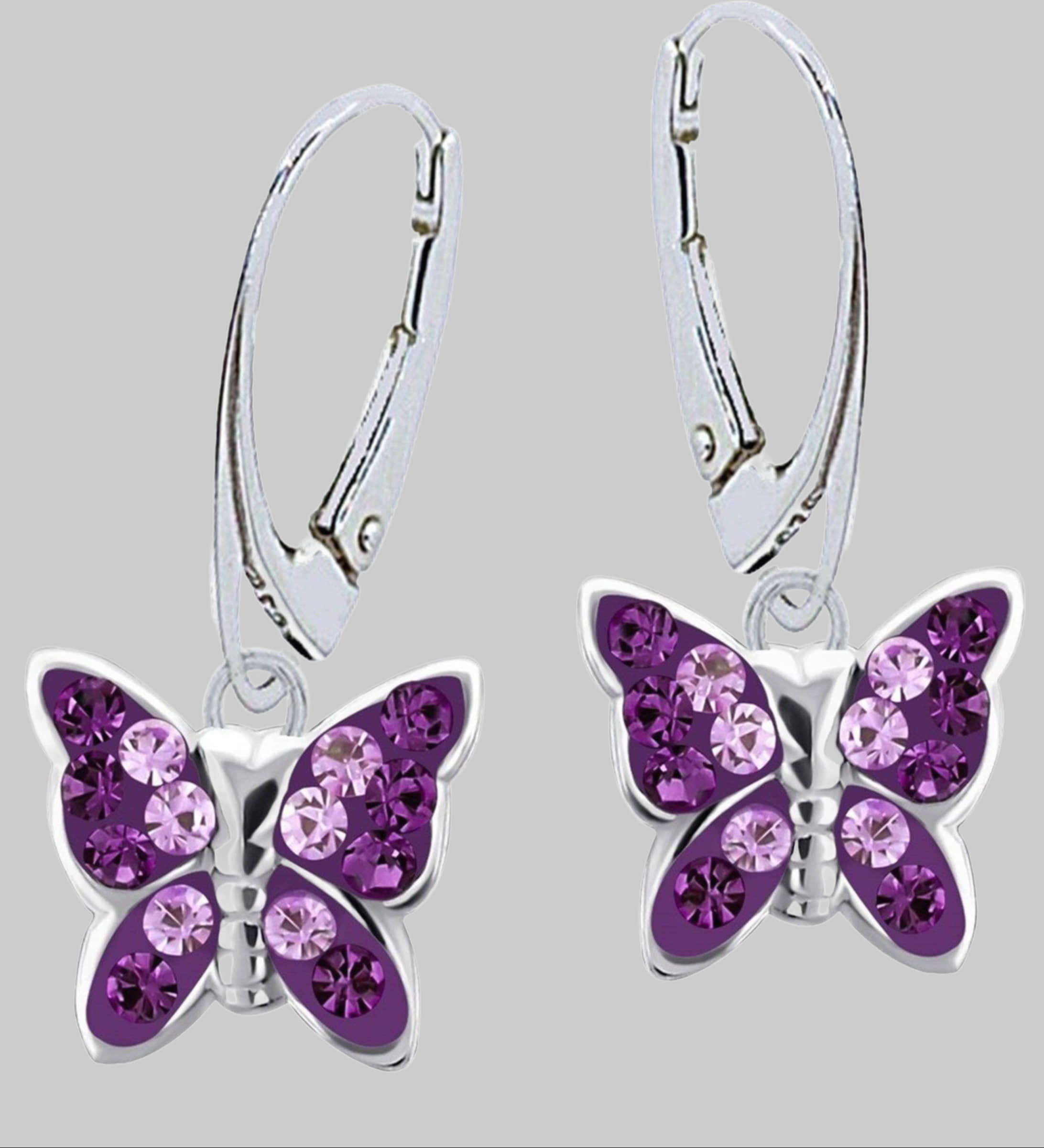 Goldene Hufeisen myToys Rafaela Donata Sterling Silver Butterfly Stud Earrings - Heart Design Amethyst