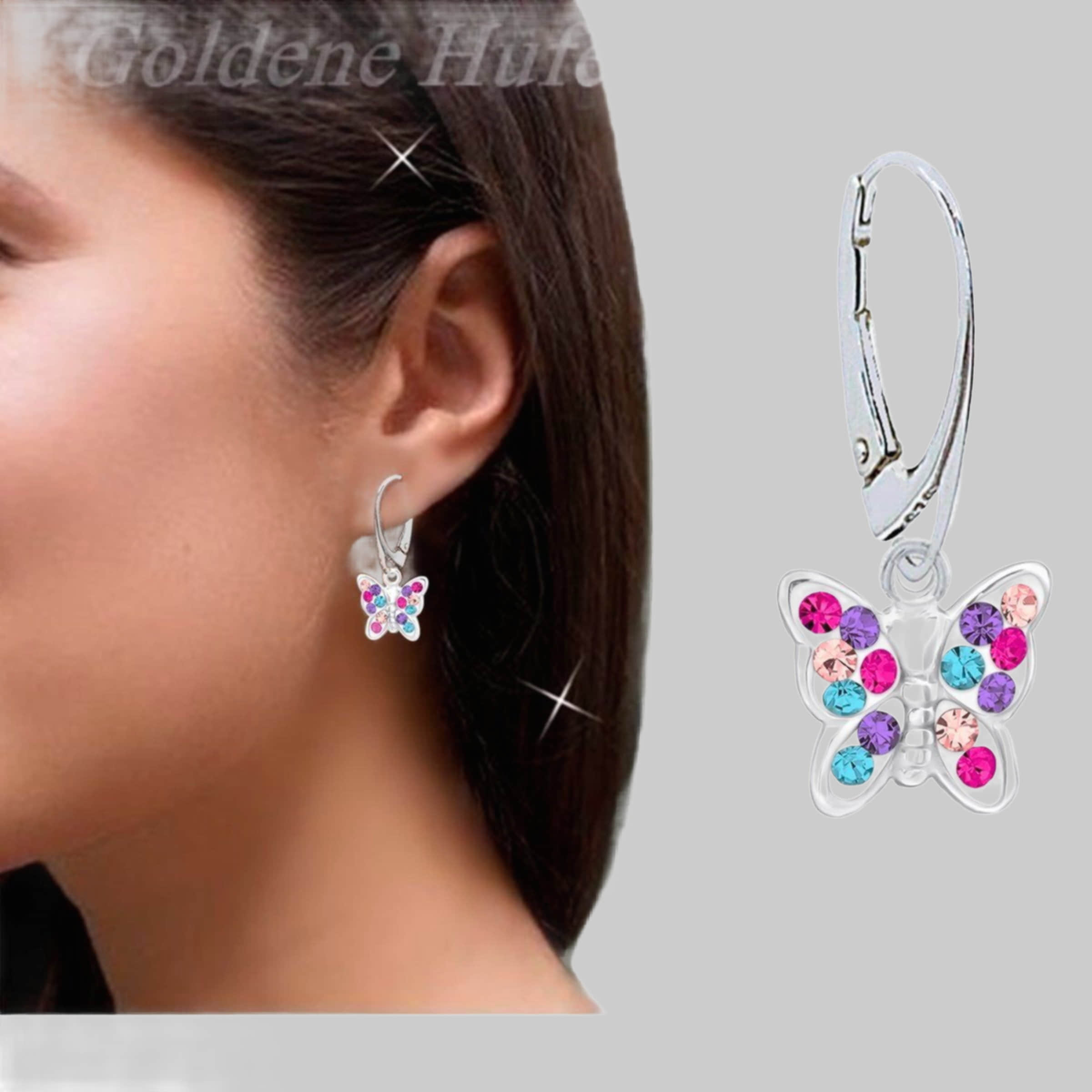myToys Goldene Hufeisen Rafaela Donata Sterling Silver Butterfly Stud Earrings - Heart Design Multicolor