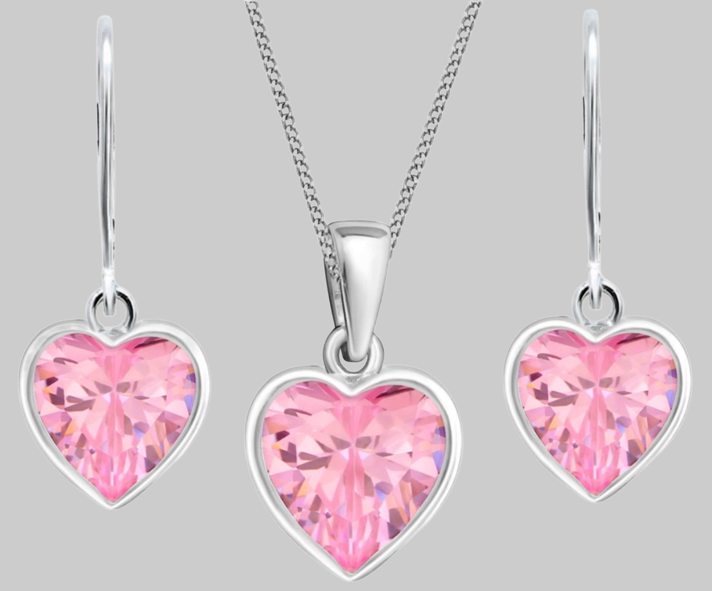 Goldene Hufeisen Rosa Zirkonia Heart Jewelry Set - 925 Sterling Silver myToys