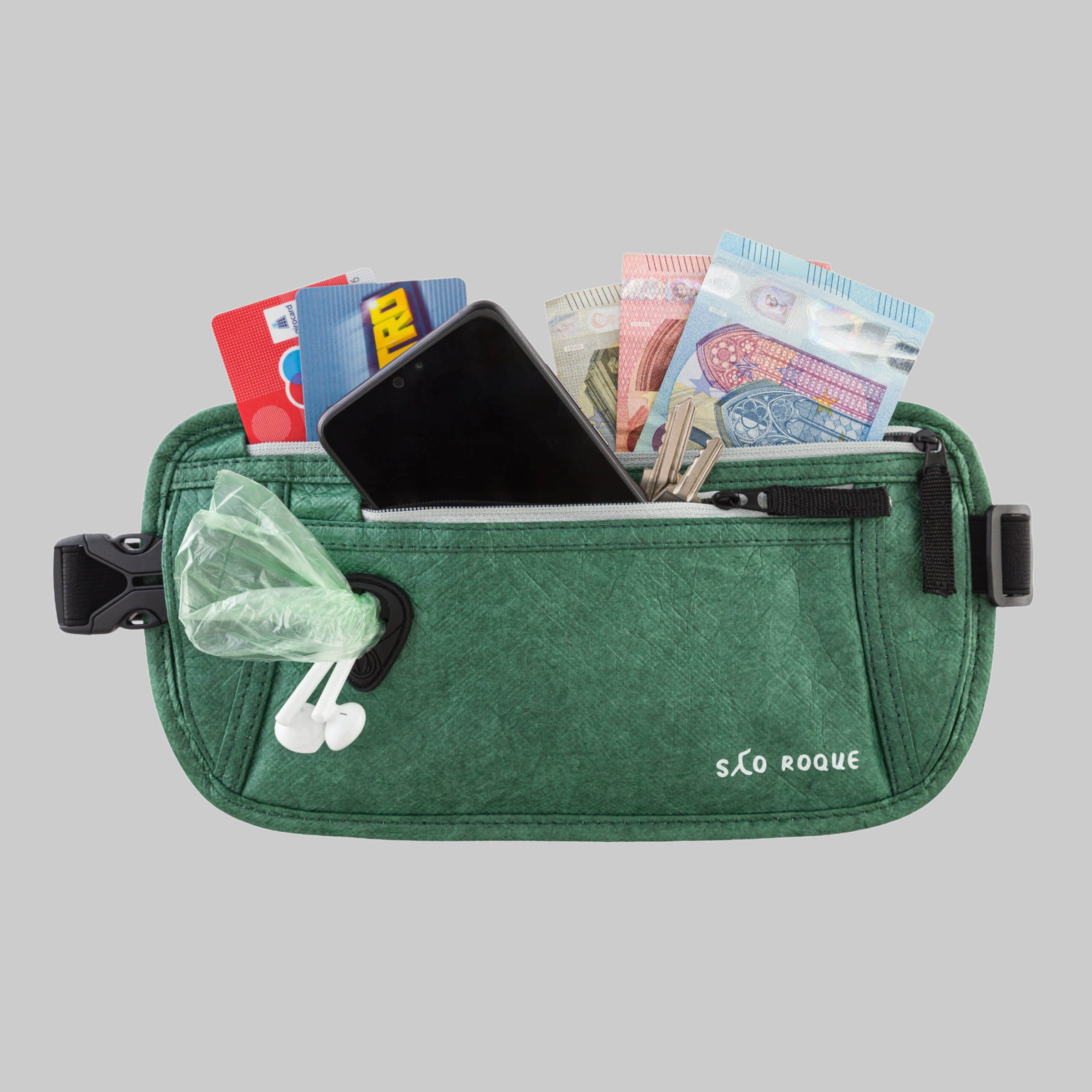SAO ROQUE Accessoires & Taschen SAO ROQUE Bauchtasche - Flache Damen Herren Bauchtasche, Diebstahl-sicher mit RFID Schutz, Vegan, Ultraflach Dunkel-Grün