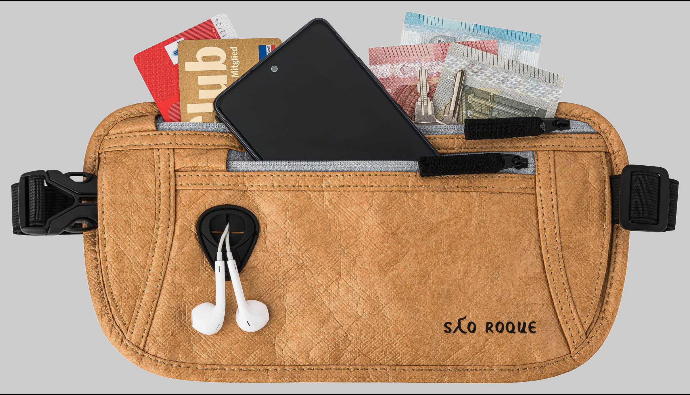 SAO ROQUE Bauchtasche - Flache Damen Herren Bauchtasche, Diebstahl-sicher mit RFID Schutz, Vegan, Ultraflach Helles Led Accessoires & Taschen SAO ROQUE