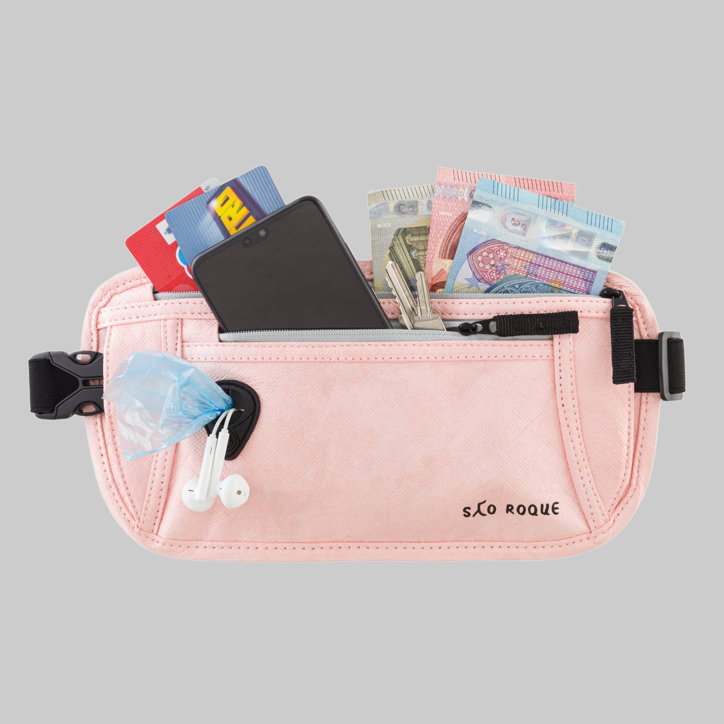 SAO ROQUE Bauchtasche - Flache Damen Herren Bauchtasche, Diebstahl-sicher mit RFID Schutz, Vegan, Ultraflach Light Peach SAO ROQUE Accessoires & Taschen