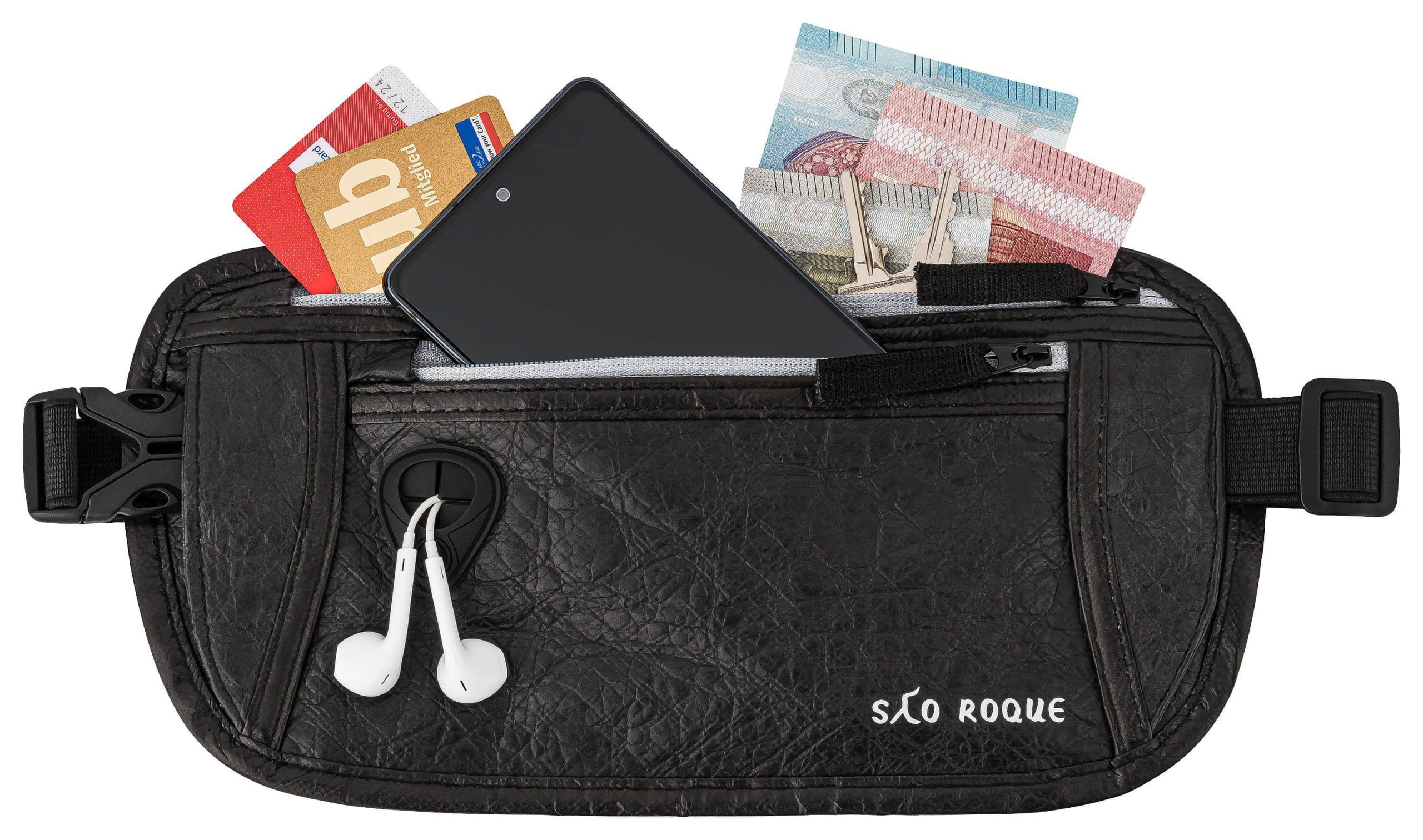 Accessoires & Taschen SAO ROQUE SAO ROQUE Bauchtasche - Flache Damen Herren Bauchtasche, Diebstahl-sicher mit RFID Schutz, Vegan, Ultraflach Schwarz