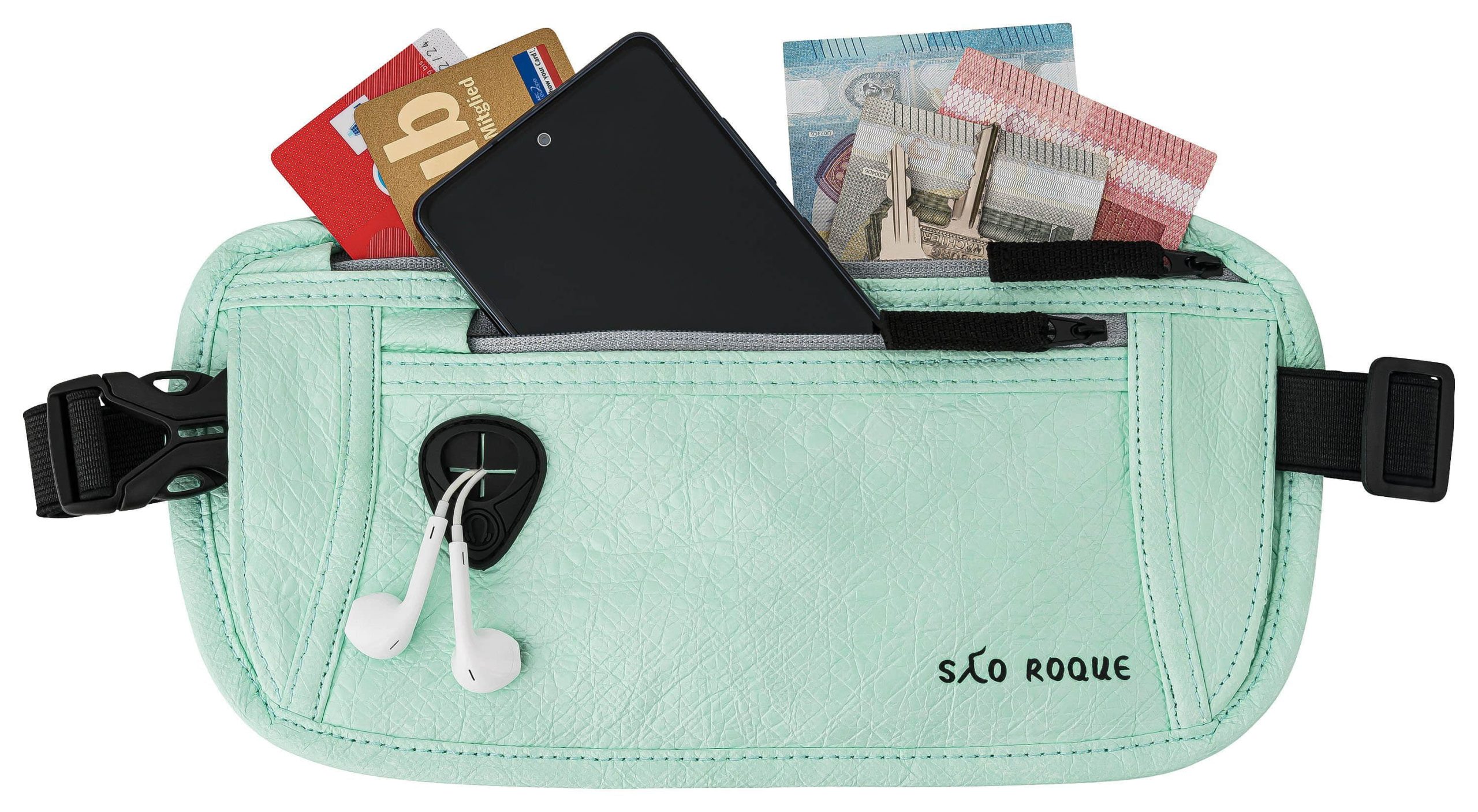 SAO ROQUE Bauchtasche - Flache Damen Herren Bauchtasche, Diebstahl-sicher mit RFID Schutz, Vegan, Ultraflach Türkis Accessoires & Taschen SAO ROQUE