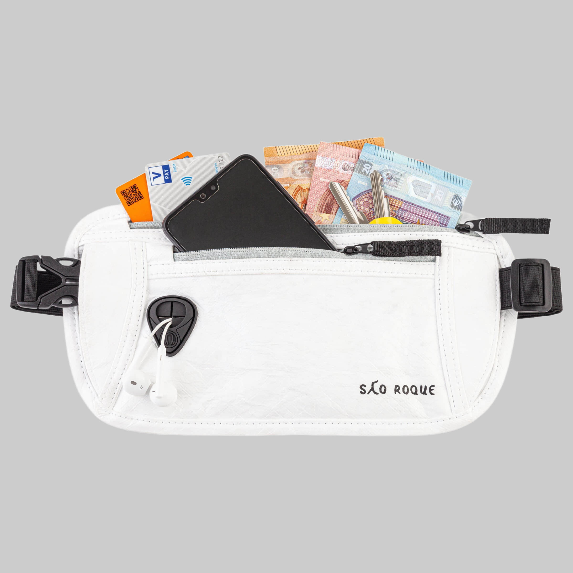 Accessoires & Taschen SAO ROQUE SAO ROQUE Bauchtasche - Flache Damen Herren Bauchtasche, Diebstahl-sicher mit RFID Schutz, Vegan, Ultraflach Weiß