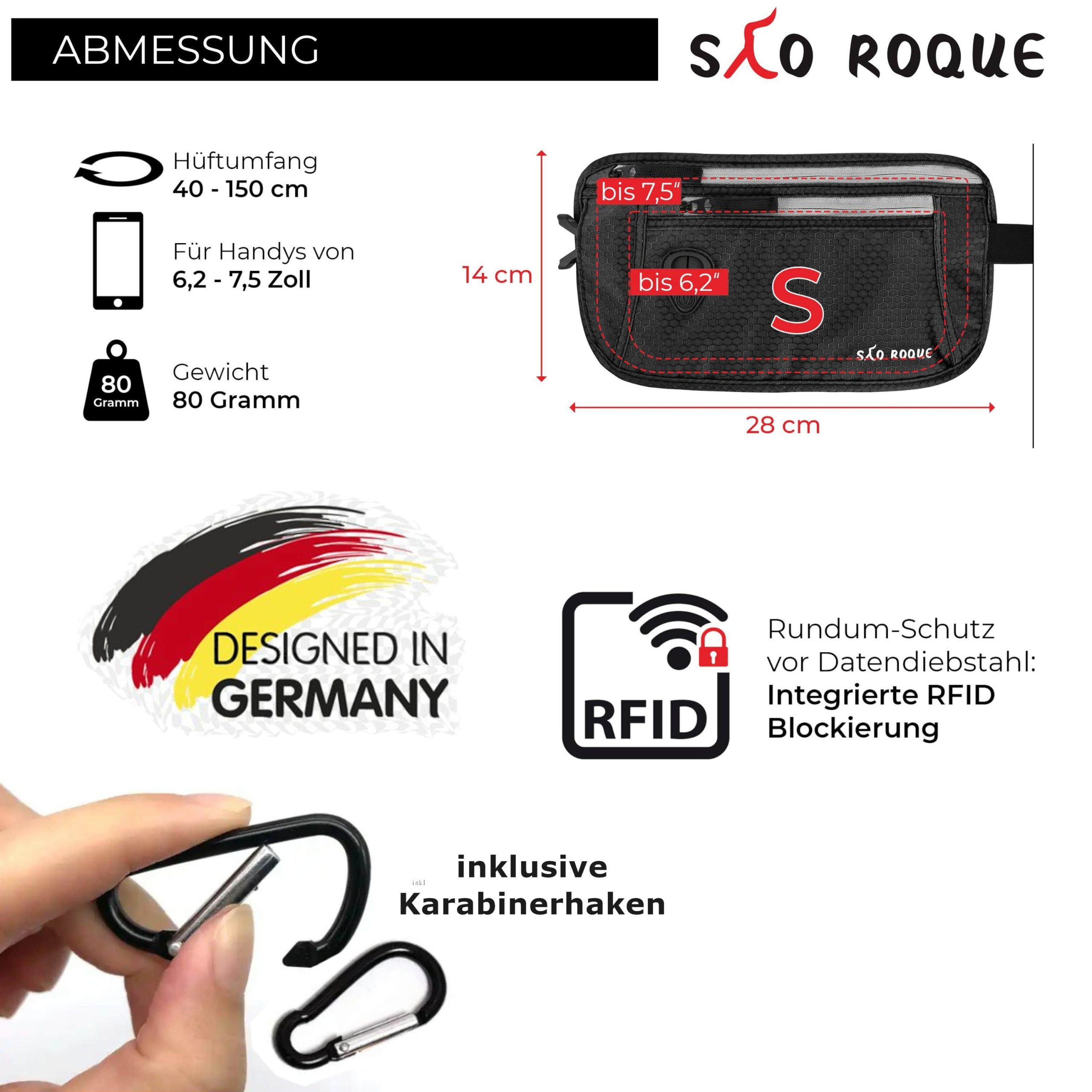 SAO ROQUE Accessoires & Taschen SAO ROQUE Bauchtasche - Flache Damen Herren Bauchtasche, Diebstahl-sicher mit RFID Schutz, Vegan, Ultraflach Dunkel-Grün