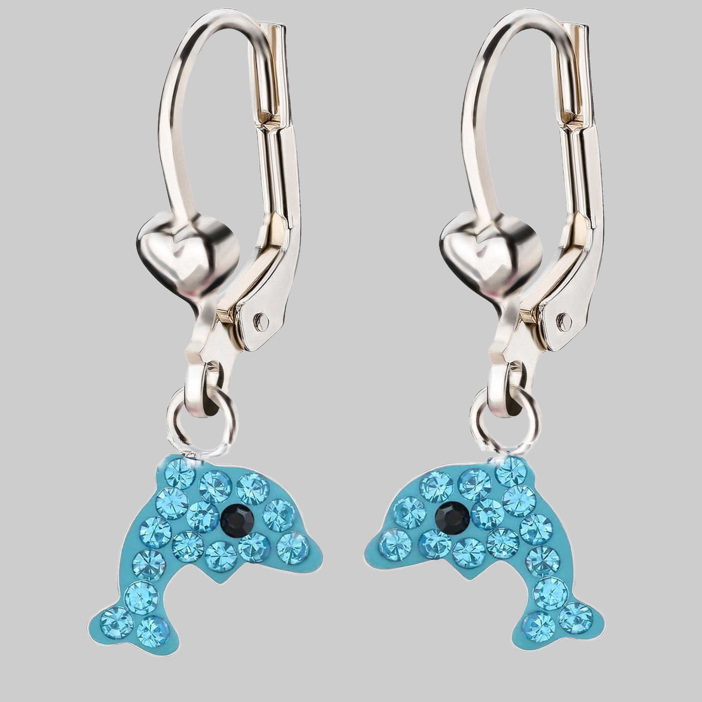 schmuck23 Schmuck23 Paar Ohrhänger Kinder Ohrringe Delfin 925 Silber, Kinderschmuck Kristalle Mädchen Geschenk Hellblau myToys