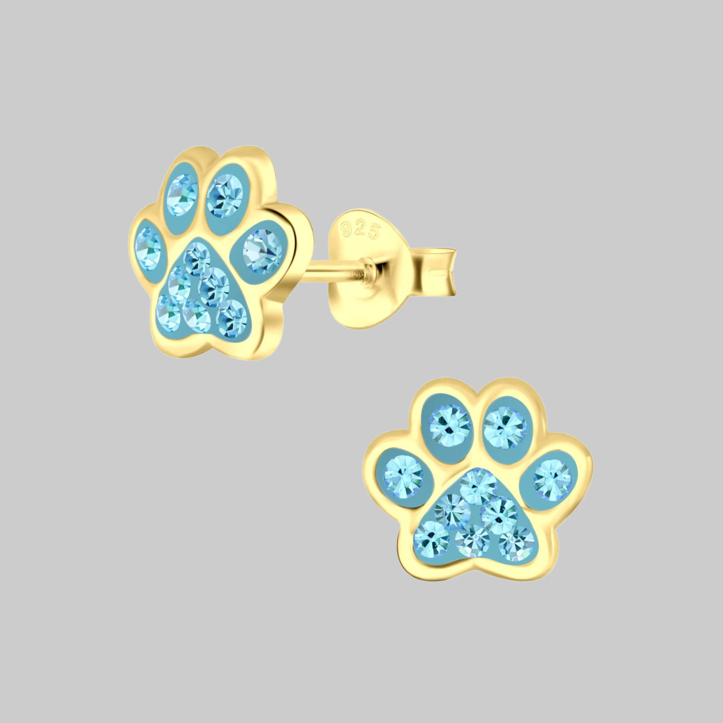 Schmuck23 Sterling Silver Cat & Paw Earrings for Kids - 925 Silver Hellblau schmuck23 myToys