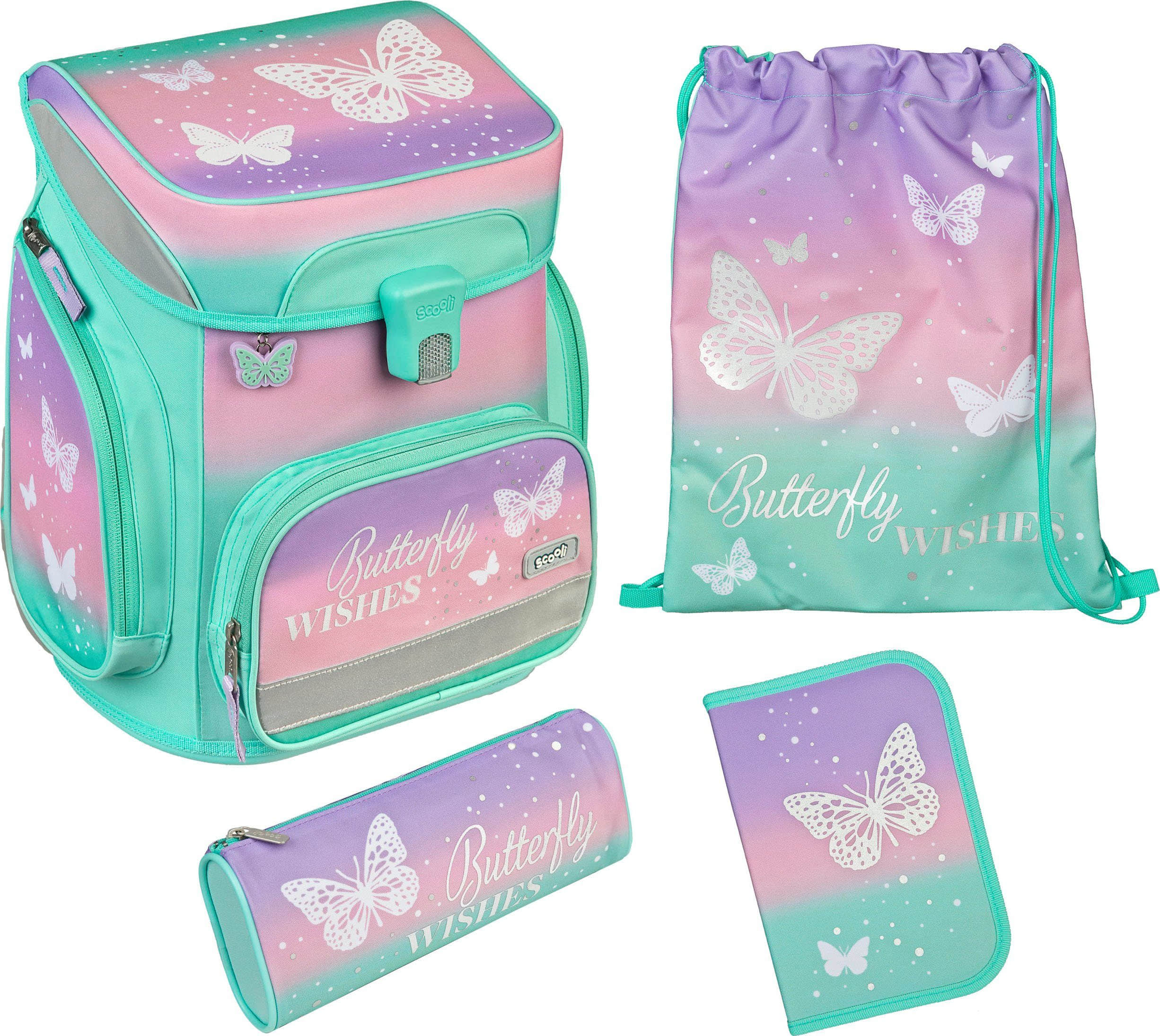 Scooli EasyFit Schulranzen-Set Dreamland (5-tlg) Butterfly Spielzeug Scooli