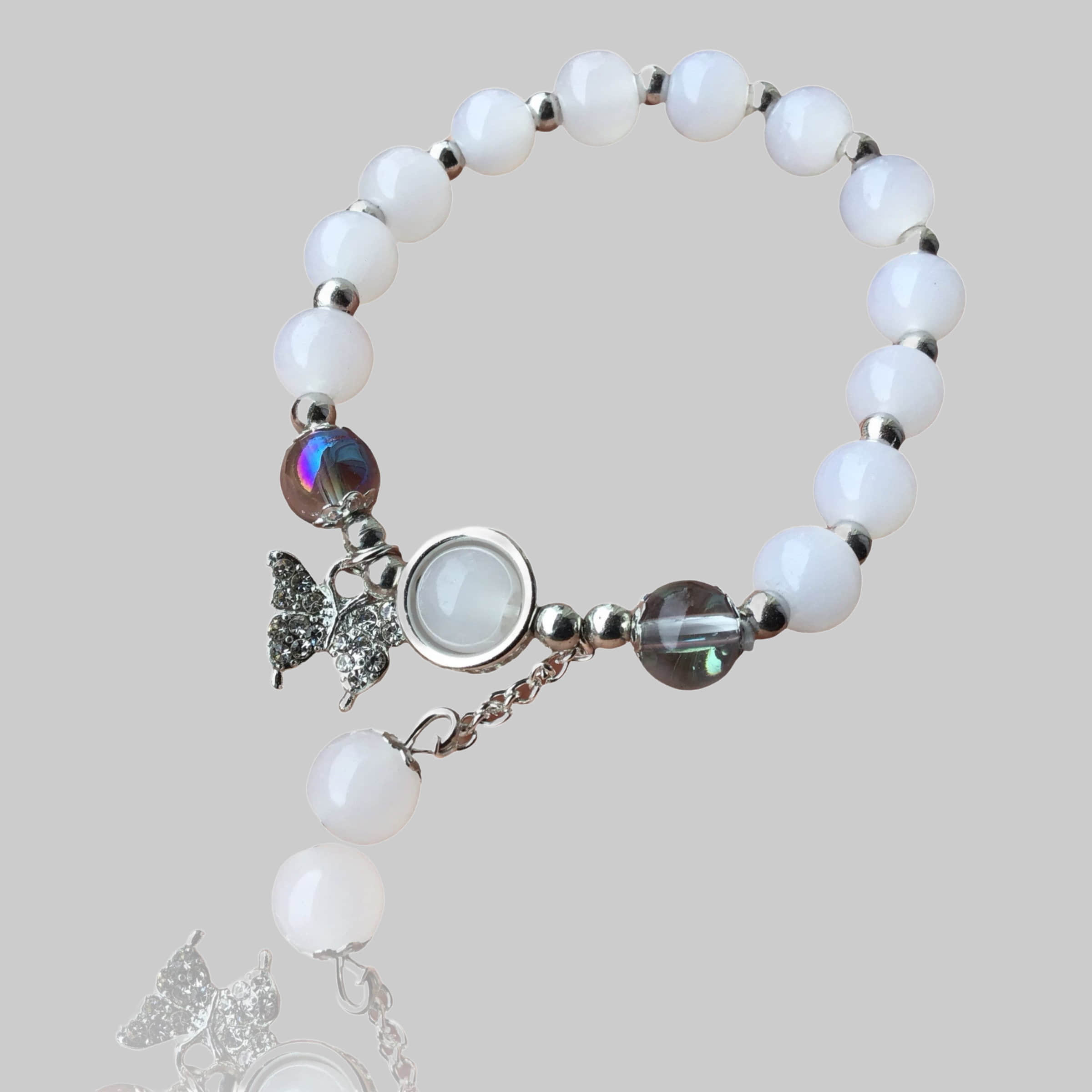 Steinfixx® Armband Echtes Mondstein Perlenarmband mit Angel Aura Perlen Steinfixxu00AE myToys
