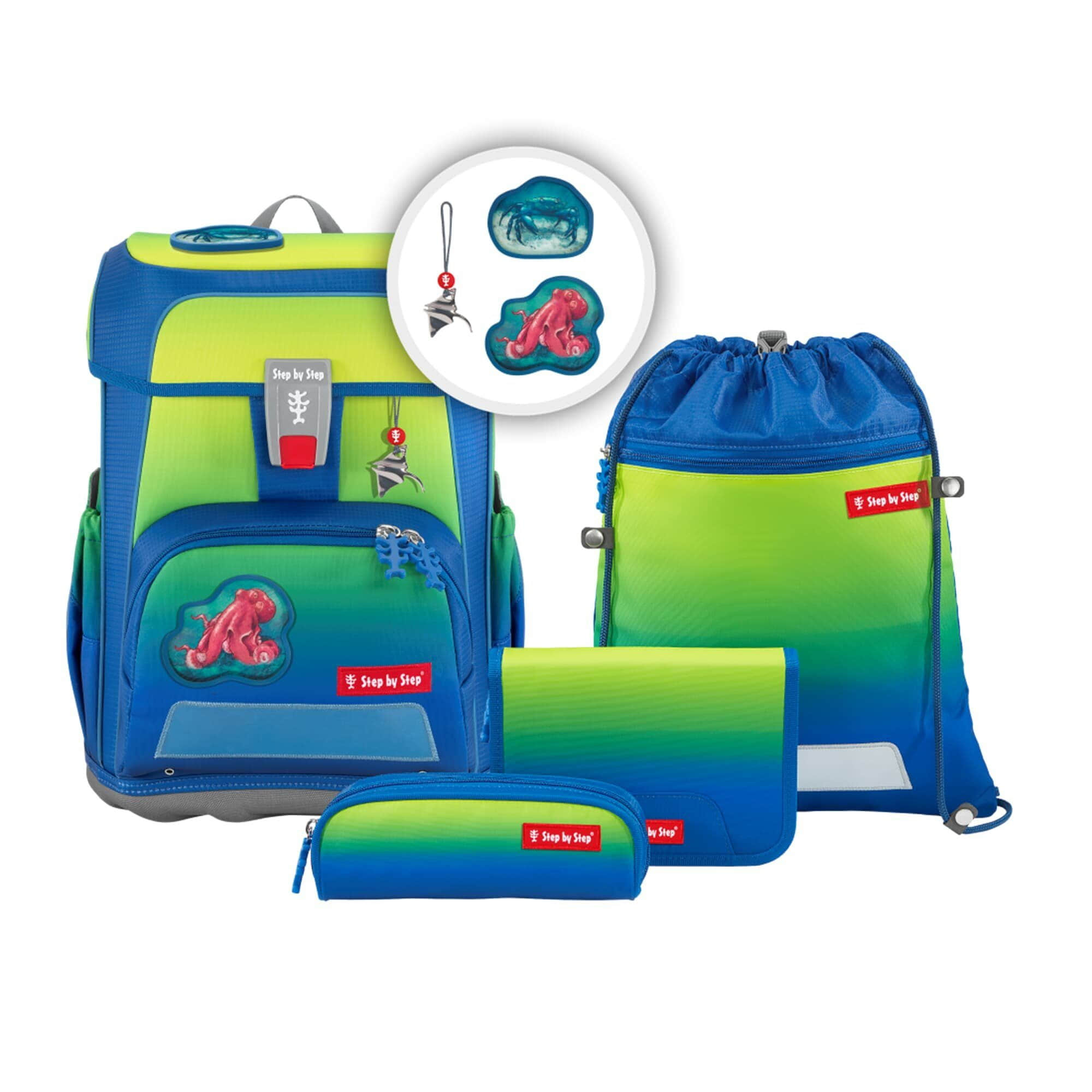 Step by Step Spielzeug Step by Step CLOUD School Backpack Set, 5-Piece (5-tlg) Red Octopu