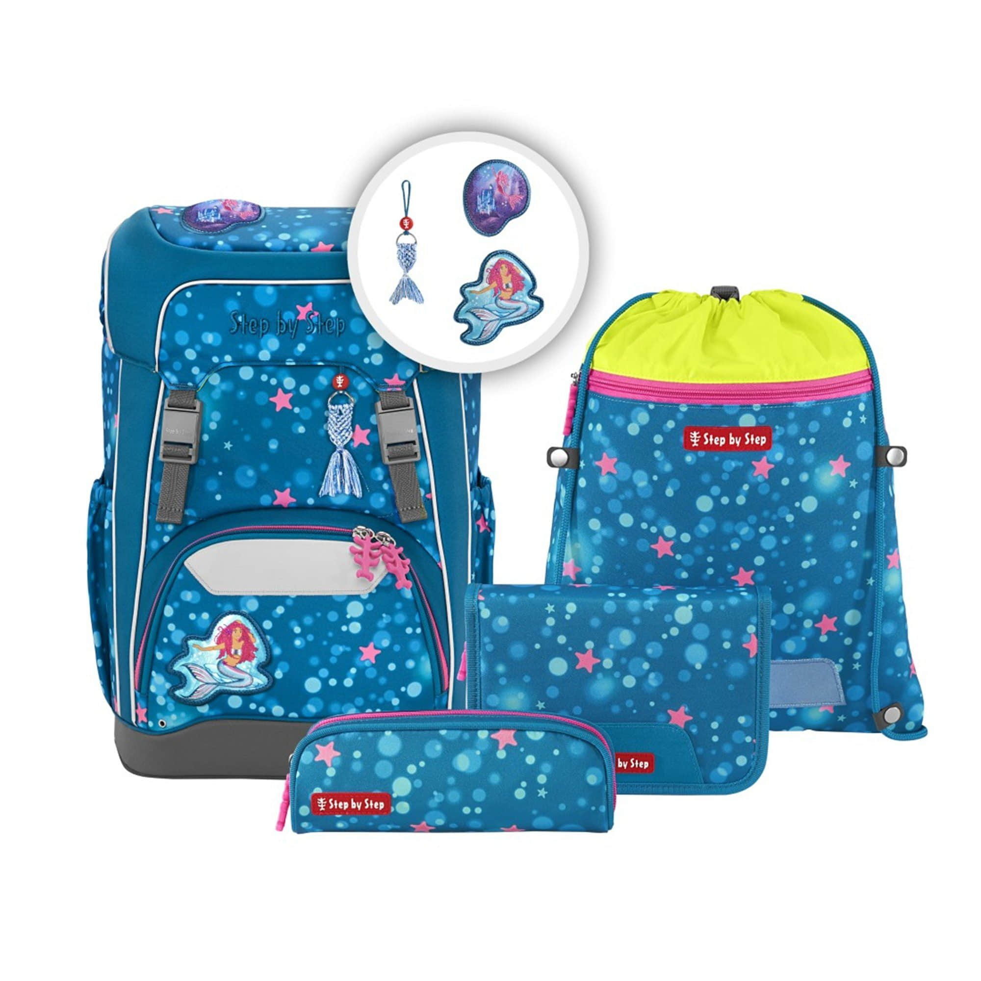 Step by Step Giant School Bag Set, 5-Piece (Backpack, Pencil Case, Sport Bag) Mermaid Lola Spielzeug Step by Step