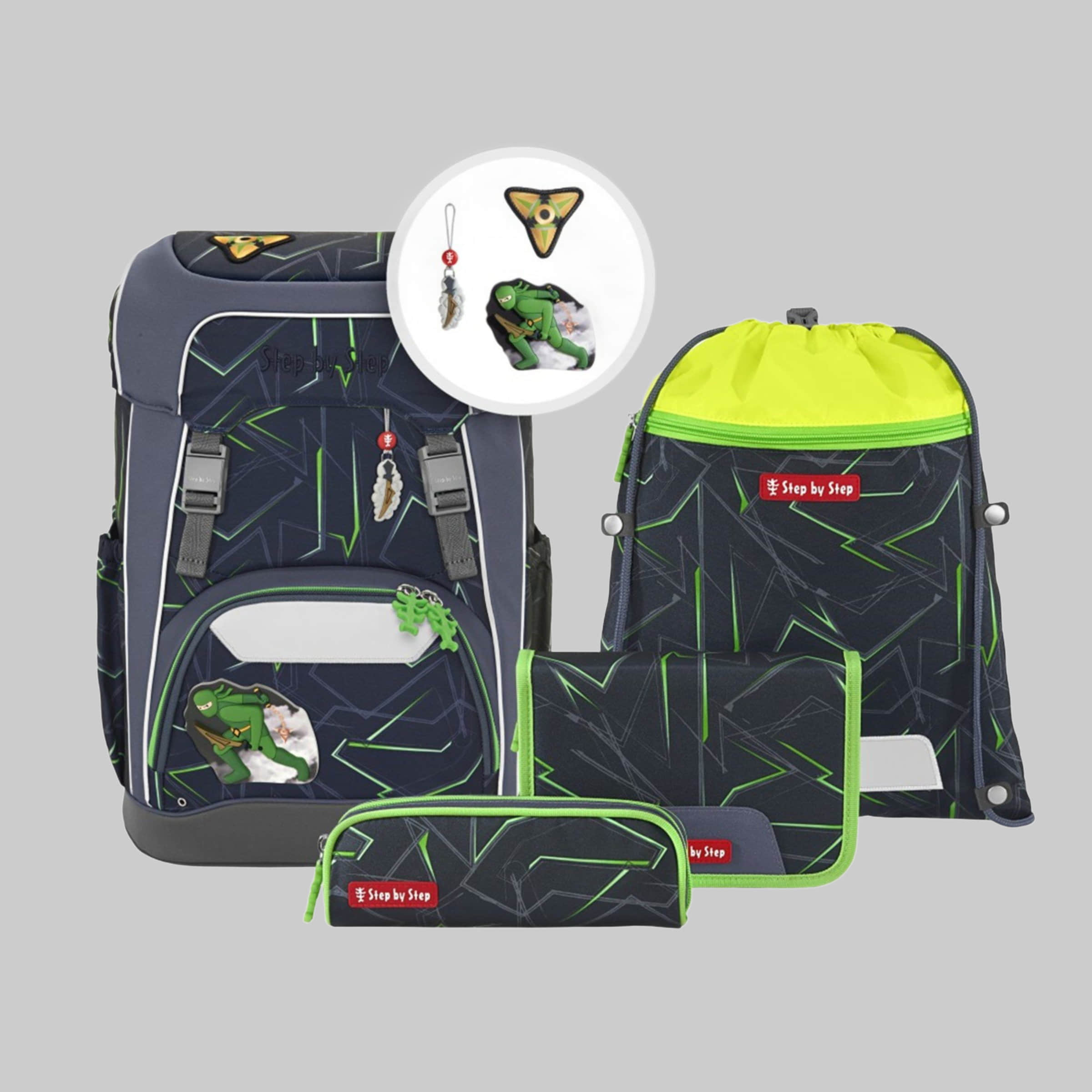 Step by Step Giant School Bag Set, 5-Piece (Backpack, Pencil Case, Sport Bag) Ninja Kimo Step by Step Spielzeug