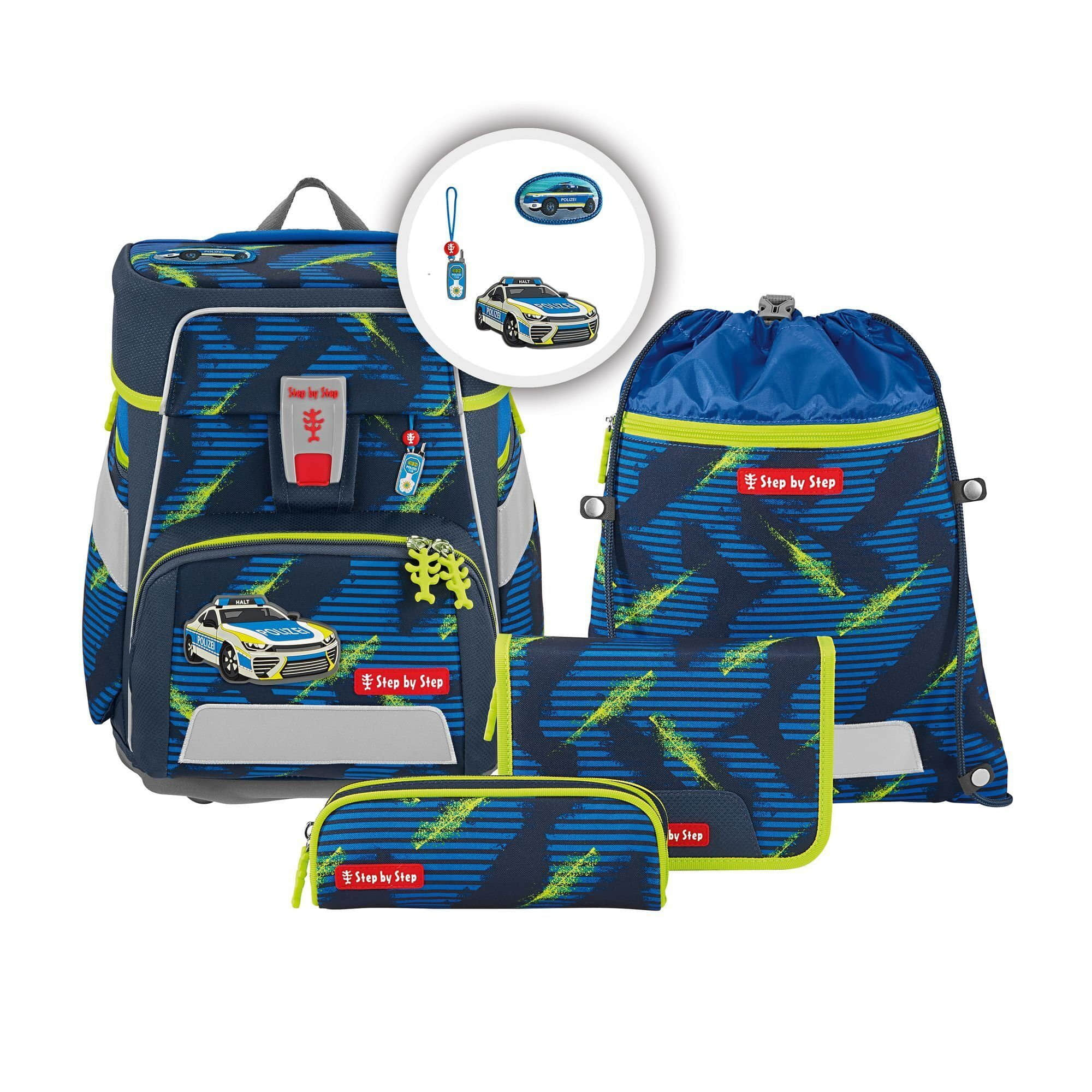 Step by Step Space School Bag Set (5-Piece) - Grows with Your Child! Police Car Step by Step Spielzeug