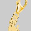 Sterling Silver Cat Charm - Yellow Gold Plated, CZ Accent - Bracelet/Necklace Gift myToys Goldene Hufeisen