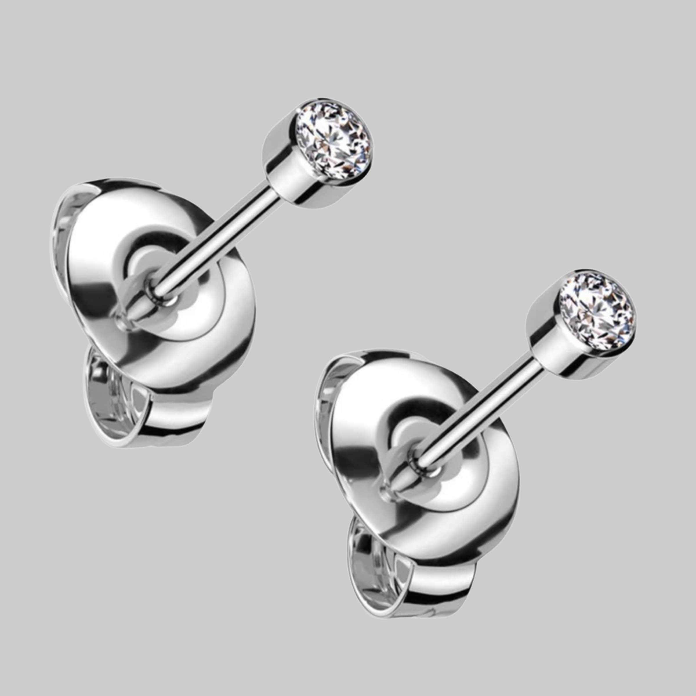 Viva-adornos Titanium Stud Earrings - Hypoallergenic & Nickel-Free - Zirconia Accent Silber myToys viva-adorno