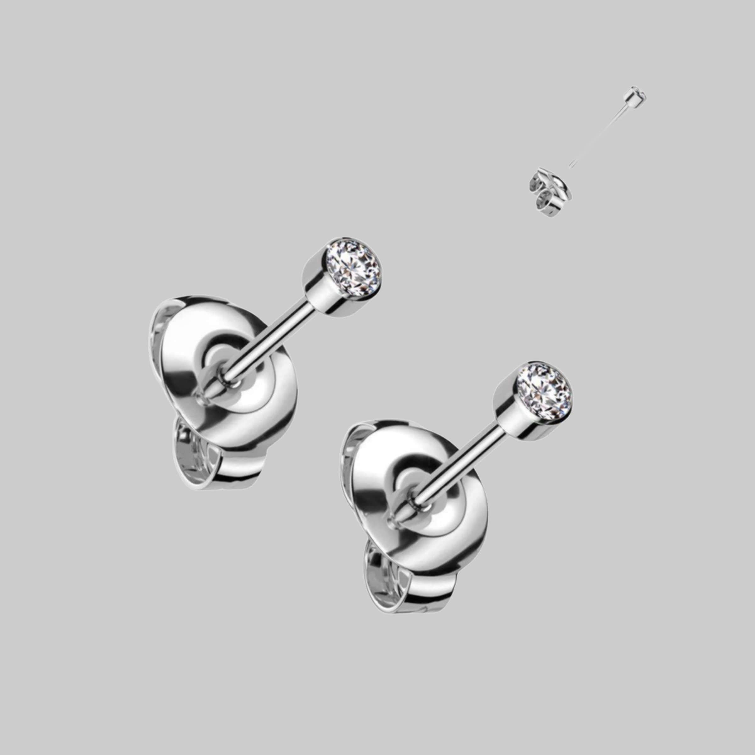 Viva-adornos Titanium Stud Earrings - Hypoallergenic & Nickel-Free - Zirconia Accent Silber myToys viva-adorno