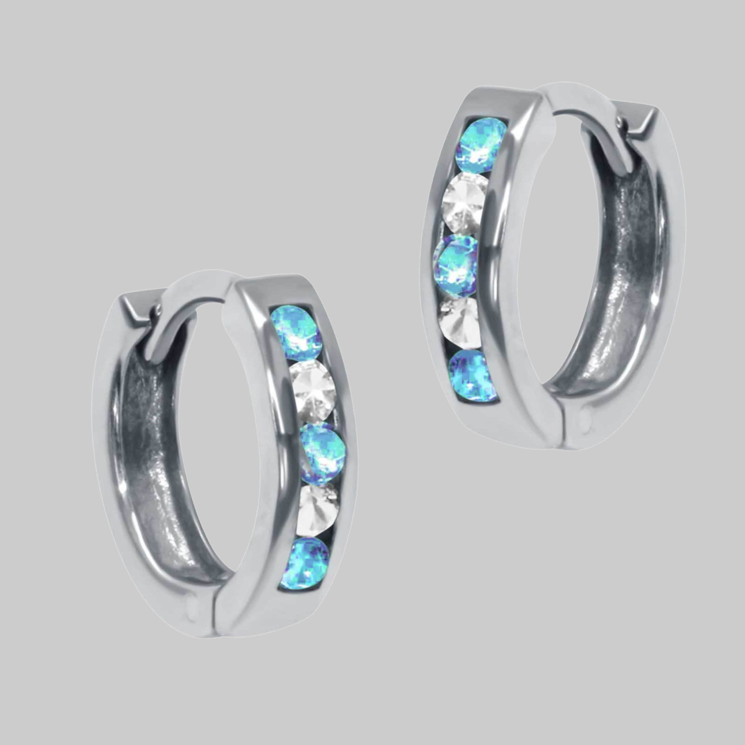 schmuck23 Klappcreolen Ohrringe Creolen 925 Silber Damen Kinder Mädchen Blau-Klar schmuck23 myToys