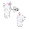 myToys schmuck23 schmuck23 Sterling Silver Cat Earrings for Children - 925 Silver Weiss