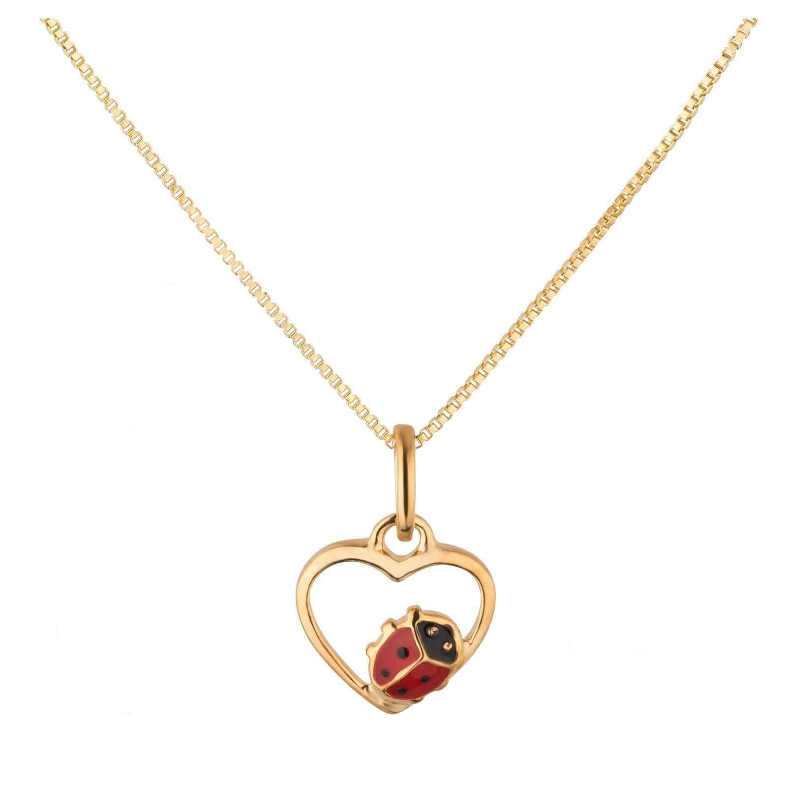 schmuck23 'schmuck23' Sterling Silver Ladybug Necklace - 925 Silver Pendant for Girls Gold myToys