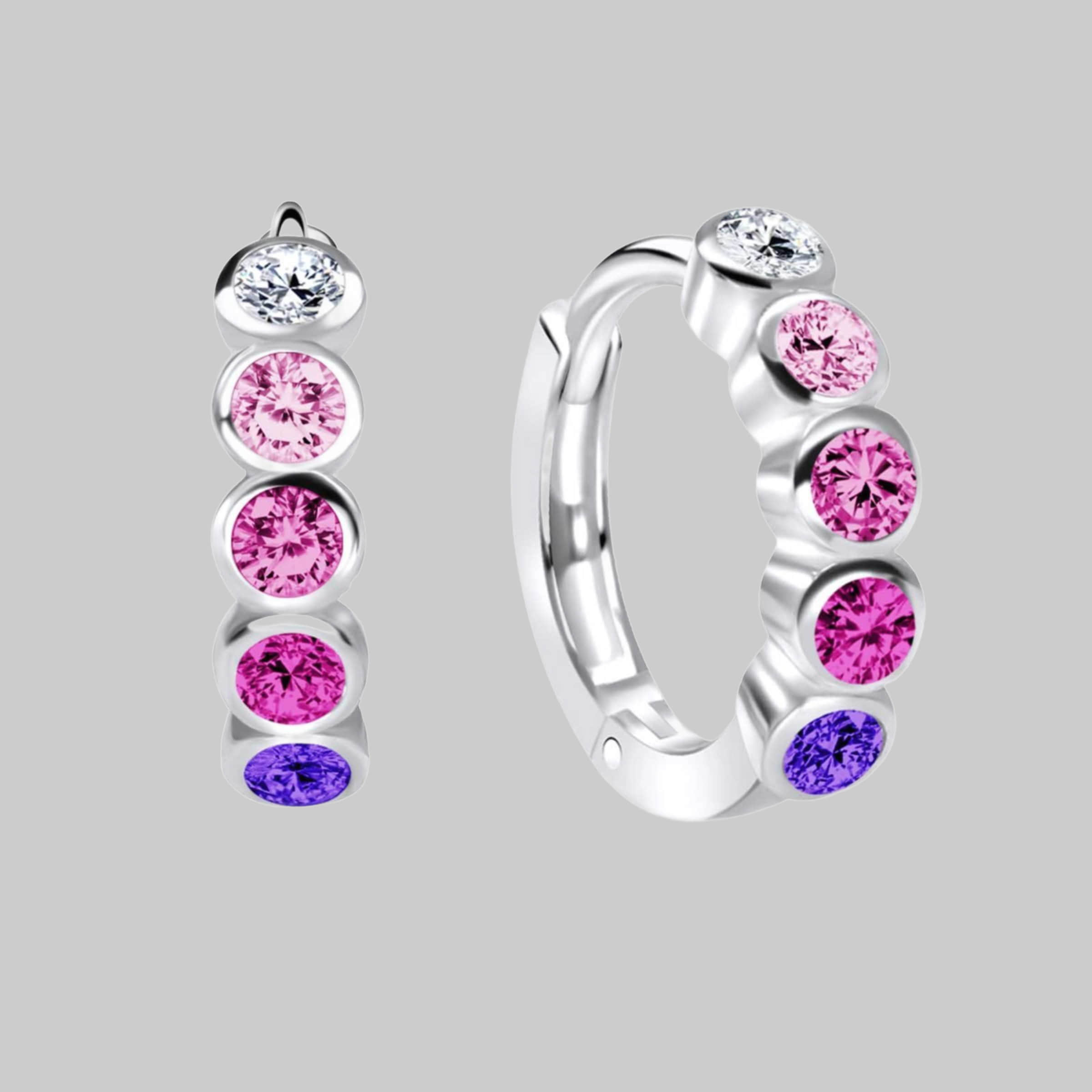 schmuck23 Sterling Silver Lever-Back Hoop Earrings for Women, Kids & Girls - Genuine 925 Silberschmuck Pink-Varia schmuck23 myToys