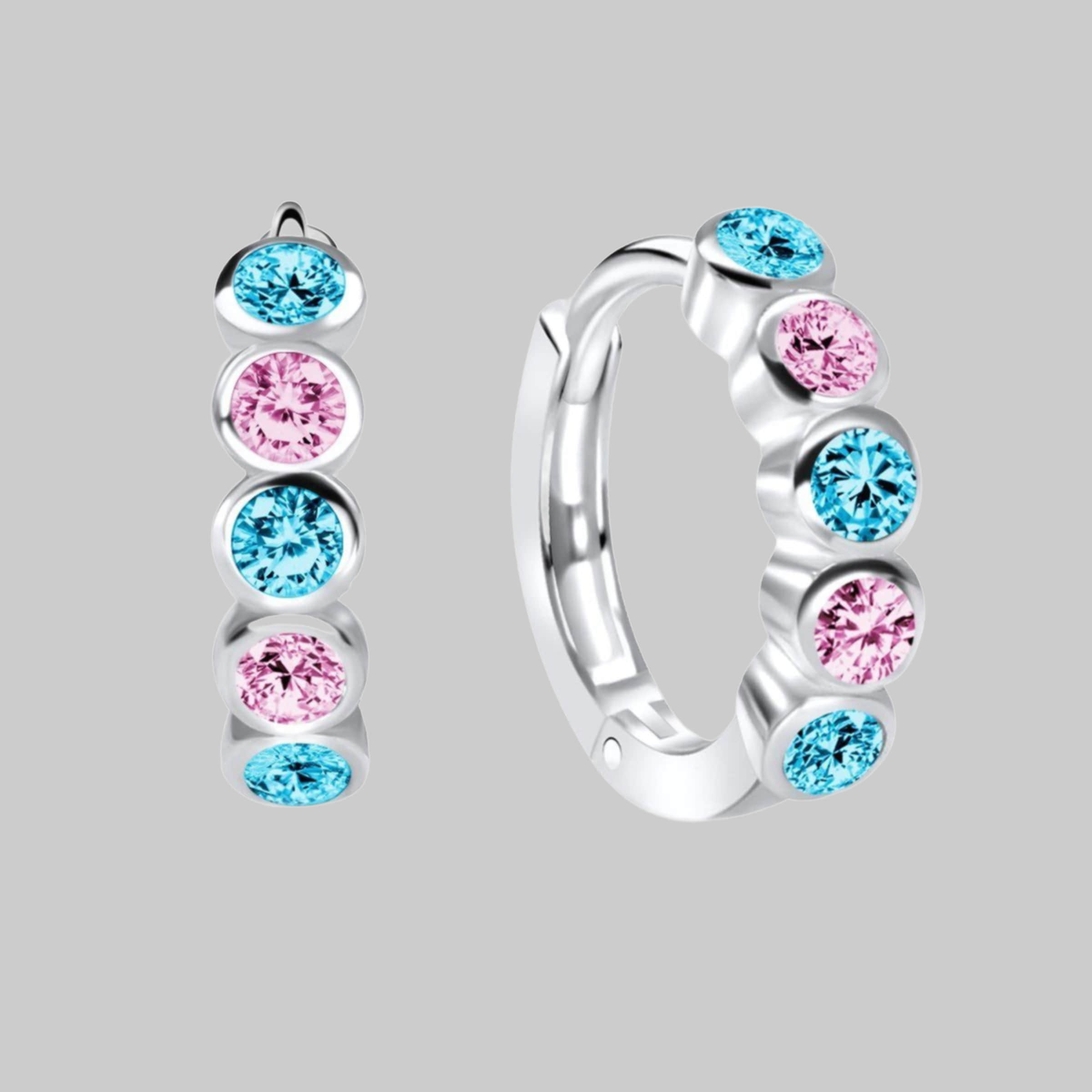 schmuck23 myToys schmuck23 Sterling Silver Lever-Back Hoop Earrings for Women, Kids & Girls - Genuine 925 Silberschmuck Rosa-Blau