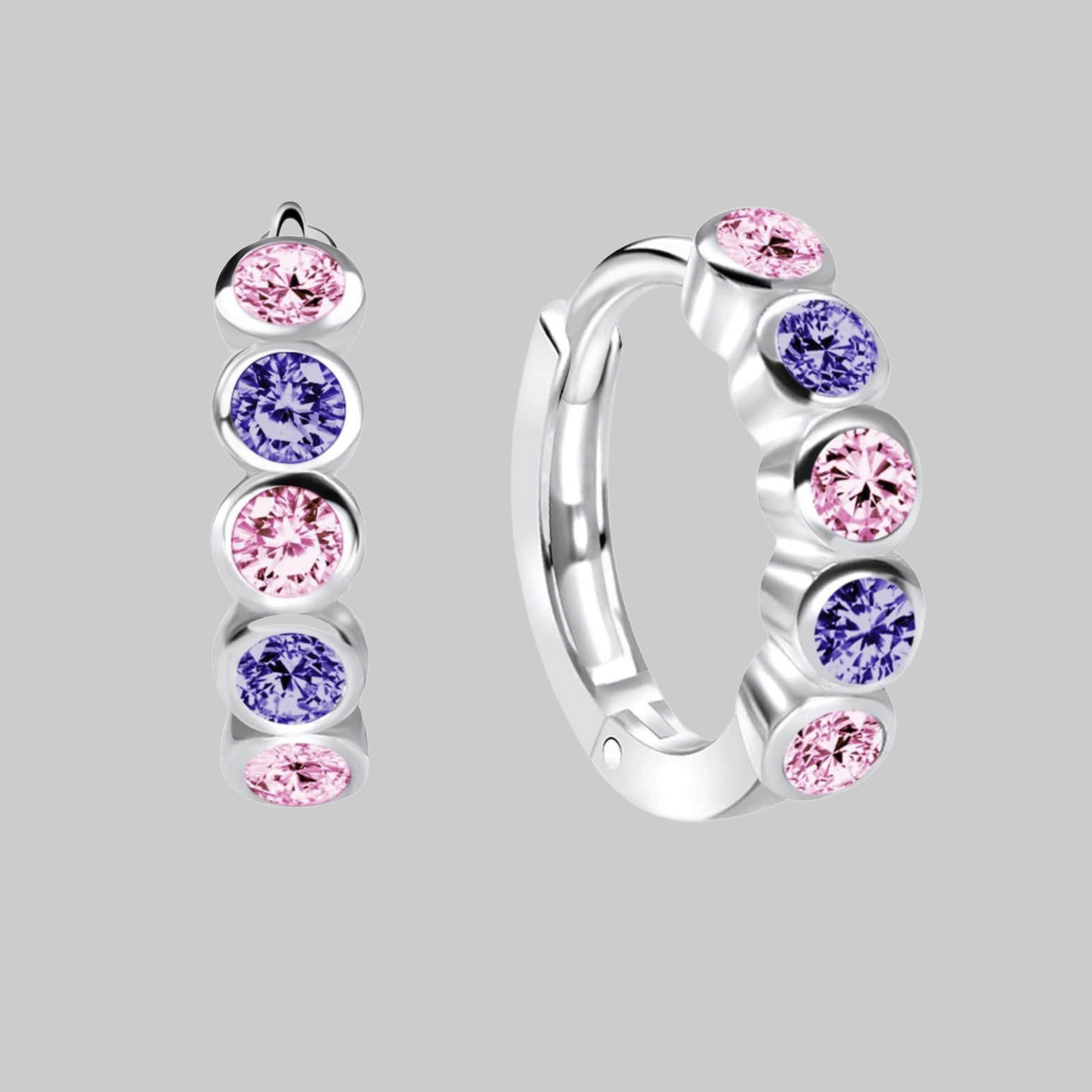 schmuck23 Sterling Silver Lever-Back Hoop Earrings for Women, Kids & Girls - Genuine 925 Silberschmuck Rosa-Lila schmuck23 myToys